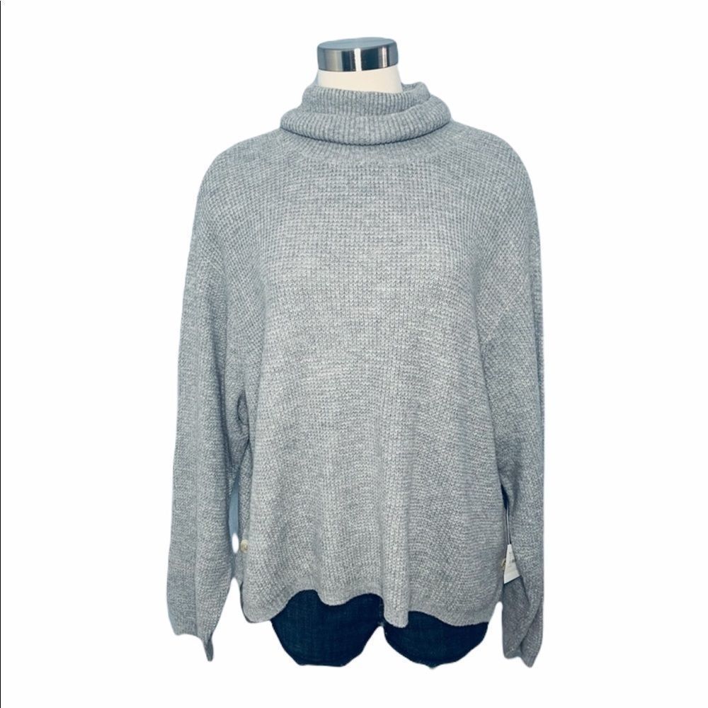 NWT 1. State Side Button Waffle Weave Turtleneck - Picture 5 of 14